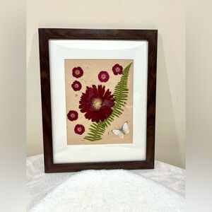 Handmade Botanical Wall Art Real Dried Flowers Butterfly Specimen Frame